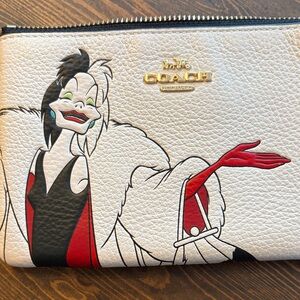 Coach Disney Cruella De Vil Leather Pouch - Black, Red, White